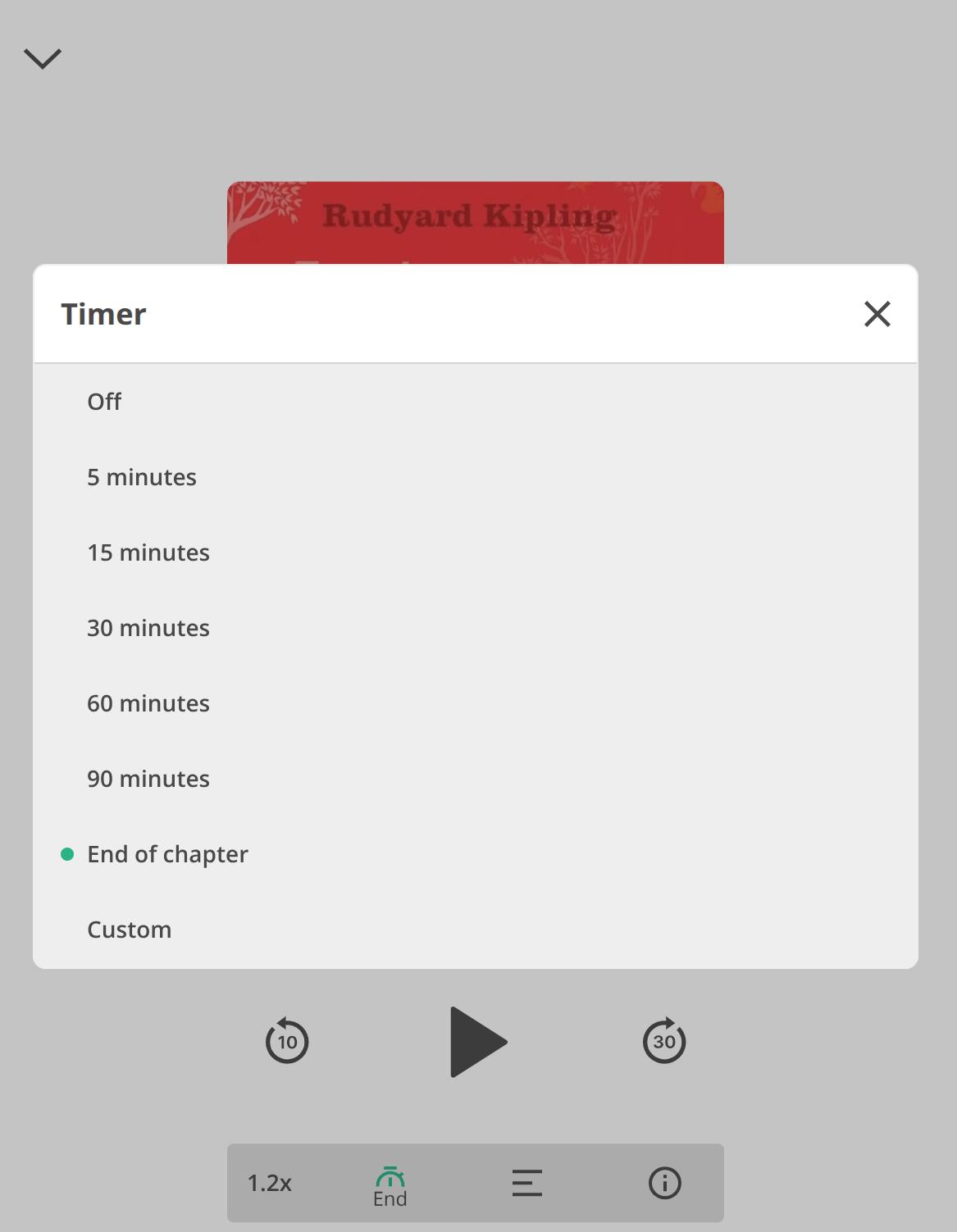 Pause playback at the end of the chapter...or podcast episode...or video...or album track!